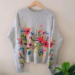 Romeo + Juliet Couture Floral Embroidered Sweater